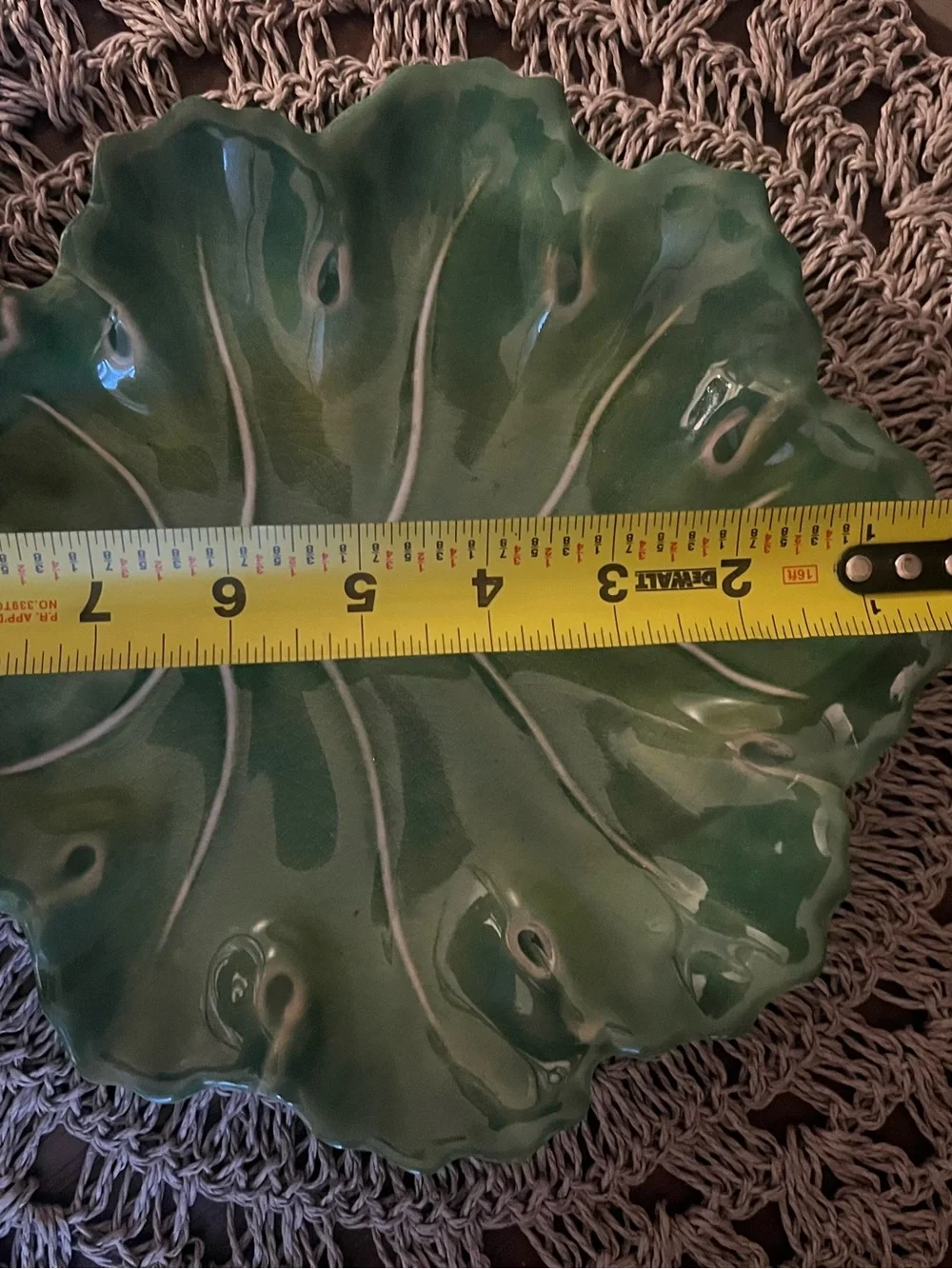 Green melamine cabbage Leaf Serving Plate - Decorative Kitchen Accent 9”